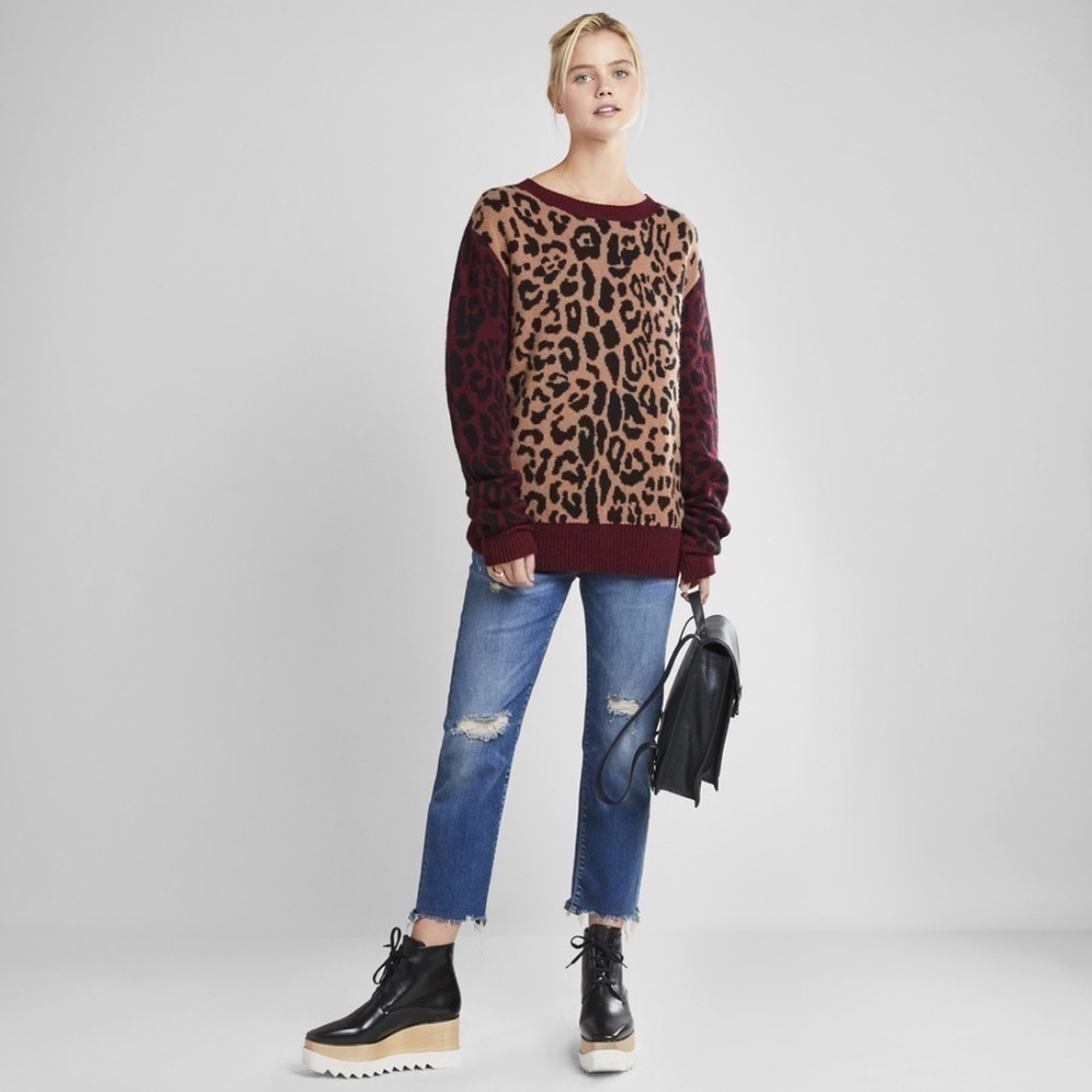 A.L.C. Matt Colorblock Leopard Animal Print Cashm… - image 2